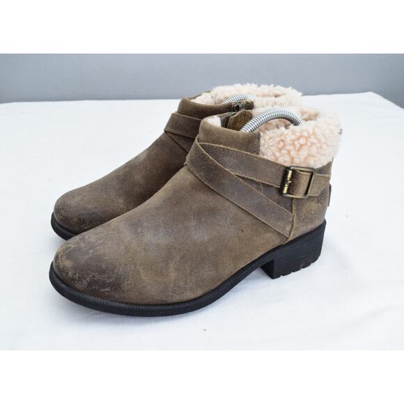 UGG Boots Benson Olive Buckle Size 9 Women Ankle Zip Up - Picture 1 of 7